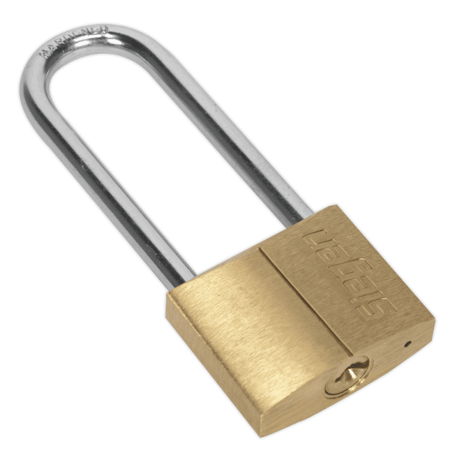 Sealey Brass Body Padlock with Brass Cylinder Long Shackle 40mm Model No-S0989