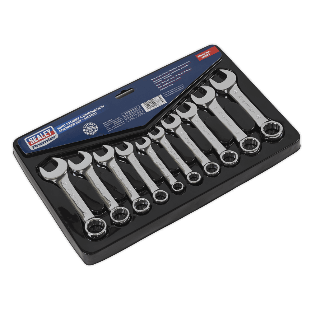 Sealey Combination Spanner Set 10pc Stubby Metric Model No-AK633