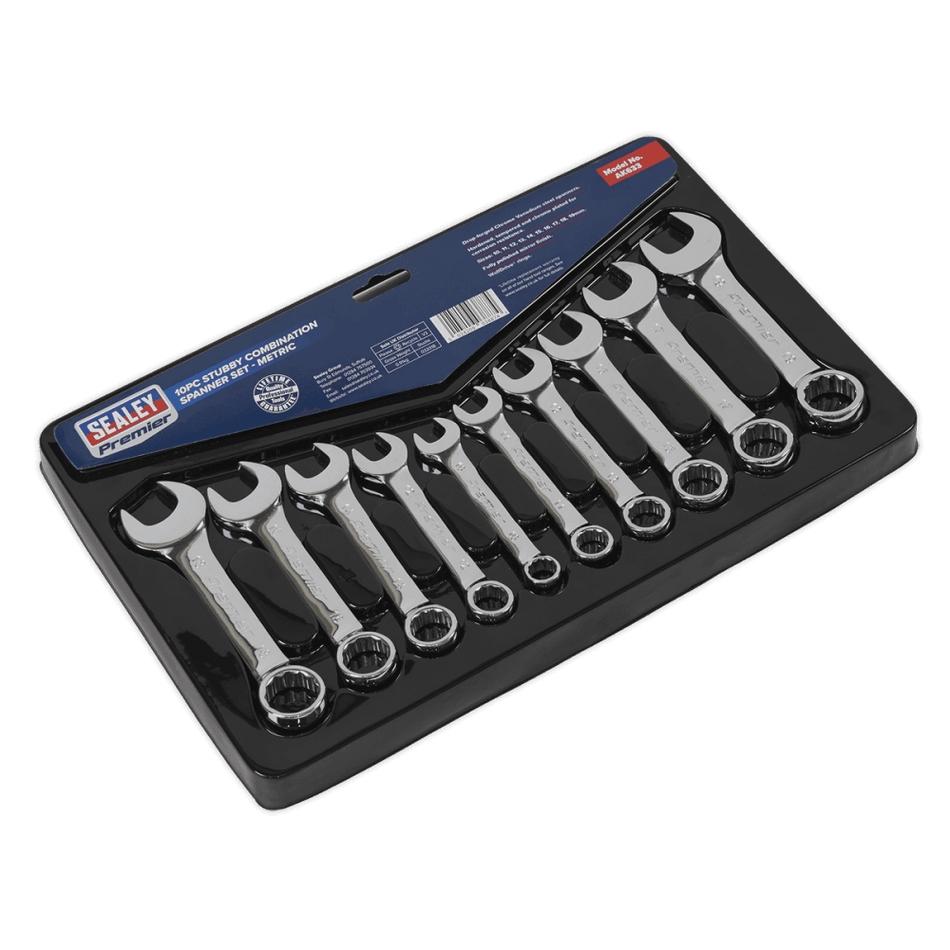 Sealey Combination Spanner Set 10pc Stubby Metric Model No-AK633