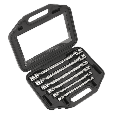 Sealey Double Flexi-Head Socket Spanner Set 6pc Fully Polished Metric Model No-AK635
