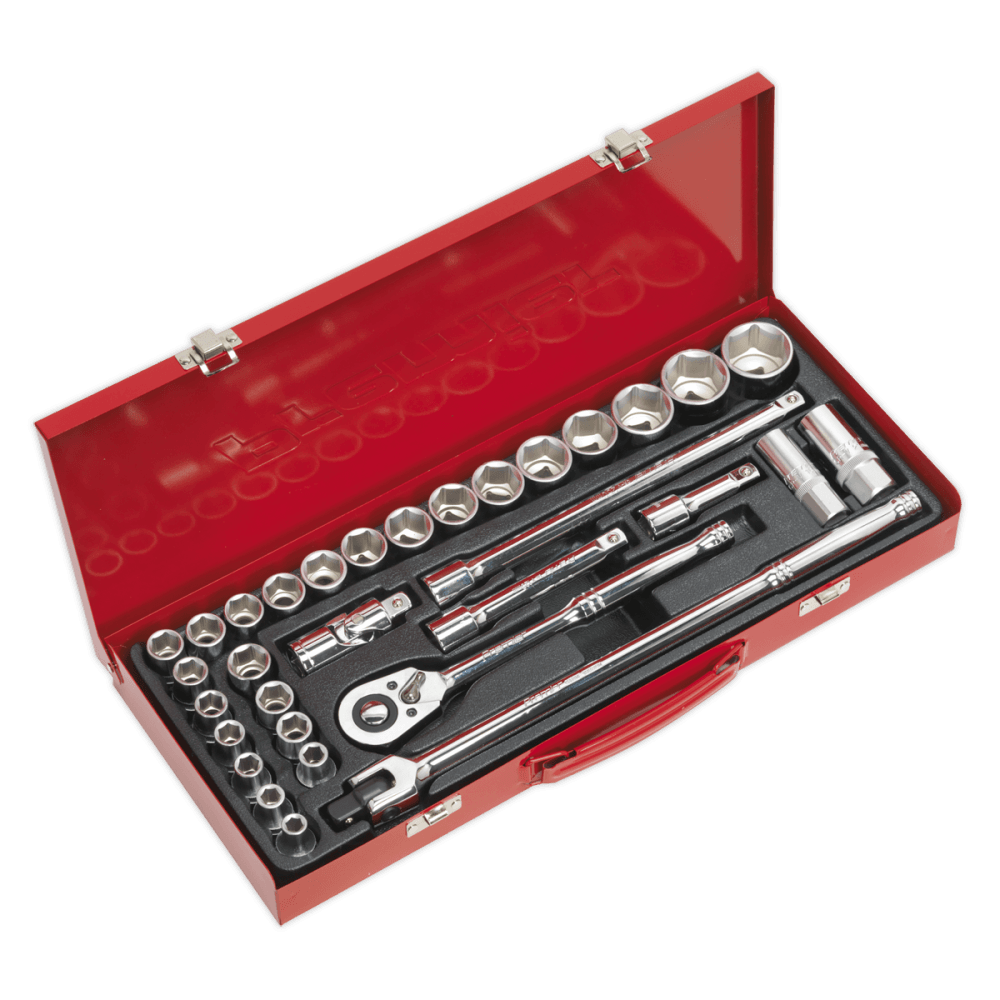 Sealey Socket Set 32pc 1/2"Sq Drive 6pt WallDrive - DuoMetric Model No-AK693