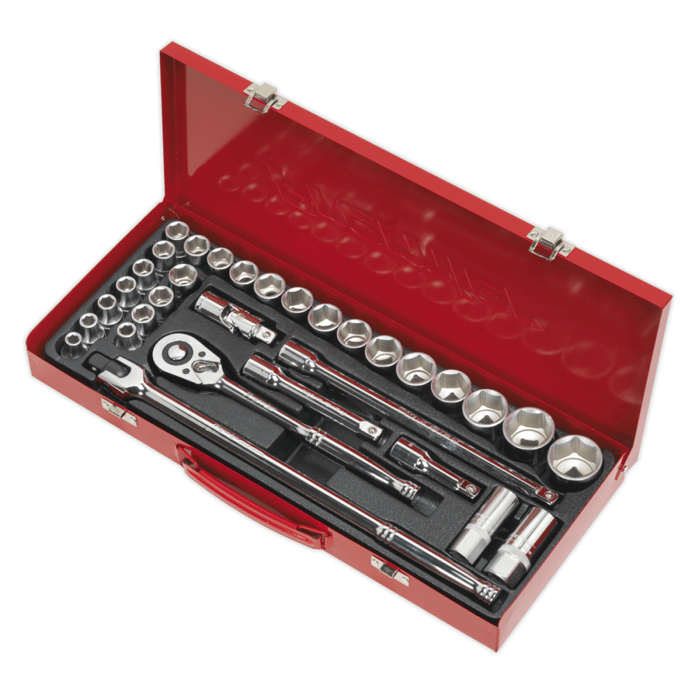 Sealey Socket Set 32pc 1/2"Sq Drive 6pt WallDrive - DuoMetric Model No-AK693