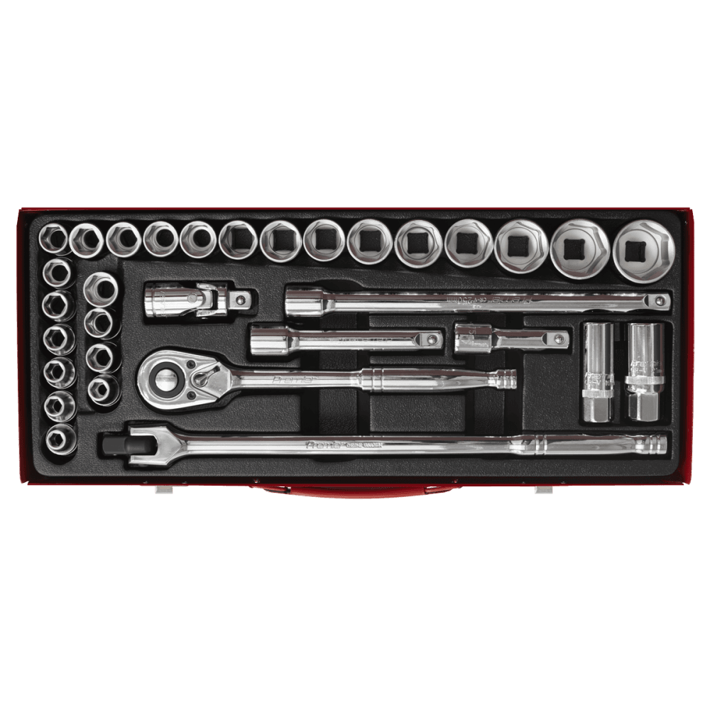 Sealey Socket Set 32pc 1/2"Sq Drive 6pt WallDrive - DuoMetric Model No-AK693