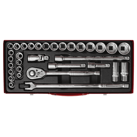 Sealey Socket Set 32pc 1/2"Sq Drive 6pt WallDrive - DuoMetric Model No-AK693