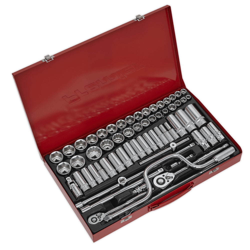 Sealey Socket Set 64pc 3/8" & 1/2"Sq Drive 6pt WallDrive - DuoMetric Model No-AK694