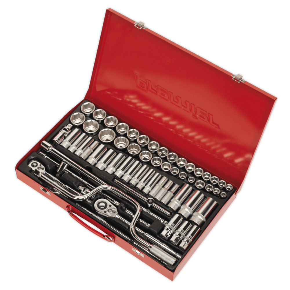 Sealey Socket Set 64pc 3/8" & 1/2"Sq Drive 6pt WallDrive - DuoMetric Model No-AK694