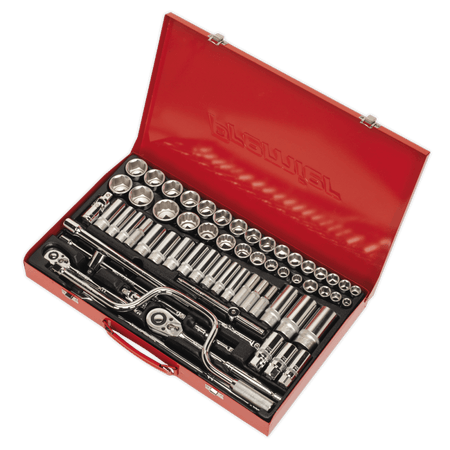 Sealey Socket Set 64pc 3/8" & 1/2"Sq Drive 6pt WallDrive - DuoMetric Model No-AK694