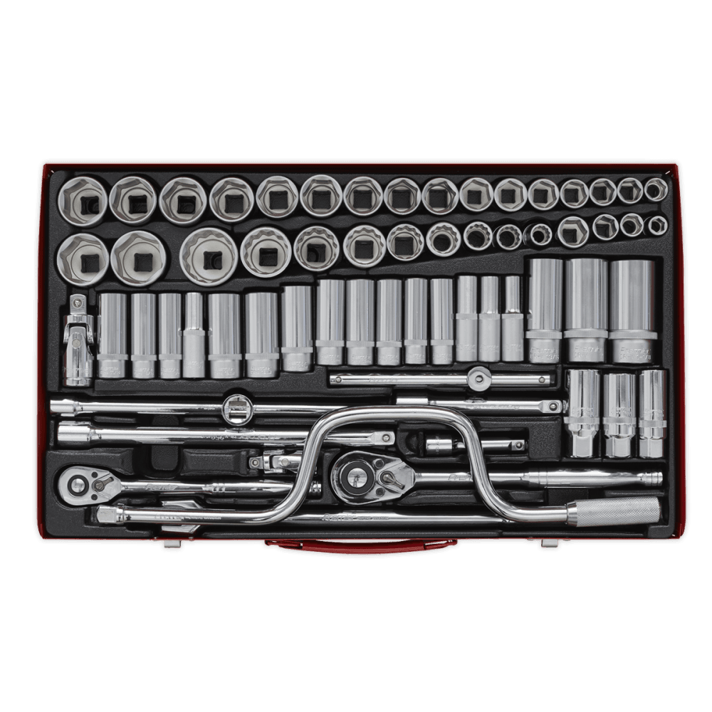 Sealey Socket Set 64pc 3/8" & 1/2"Sq Drive 6pt WallDrive - DuoMetric Model No-AK694