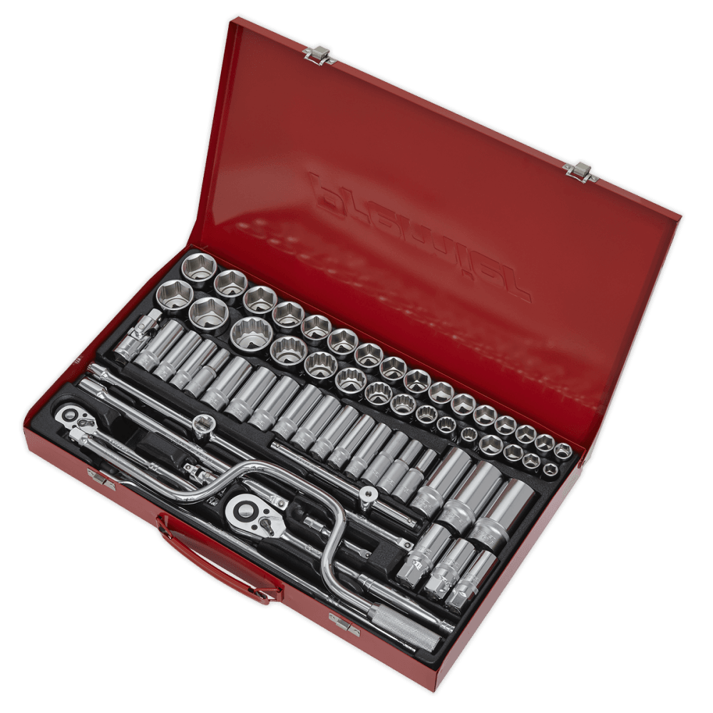Sealey Socket Set 64pc 3/8" & 1/2"Sq Drive 6pt WallDrive - DuoMetric Model No-AK694
