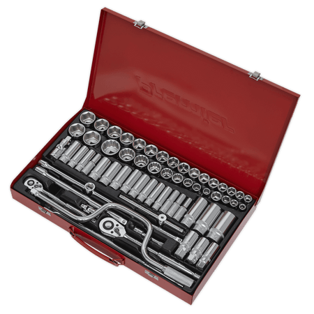 Sealey Socket Set 64pc 3/8" & 1/2"Sq Drive 6pt WallDrive - DuoMetric Model No-AK694