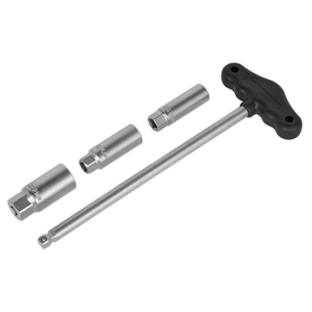 Sealey T-Bar & Rubber Insert Spark Plug Socket Set 4pc 3/8"Sq Drive Model No-AK6550