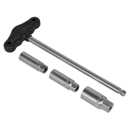 Sealey T-Bar & Rubber Insert Spark Plug Socket Set 4pc 3/8"Sq Drive Model No-AK6550