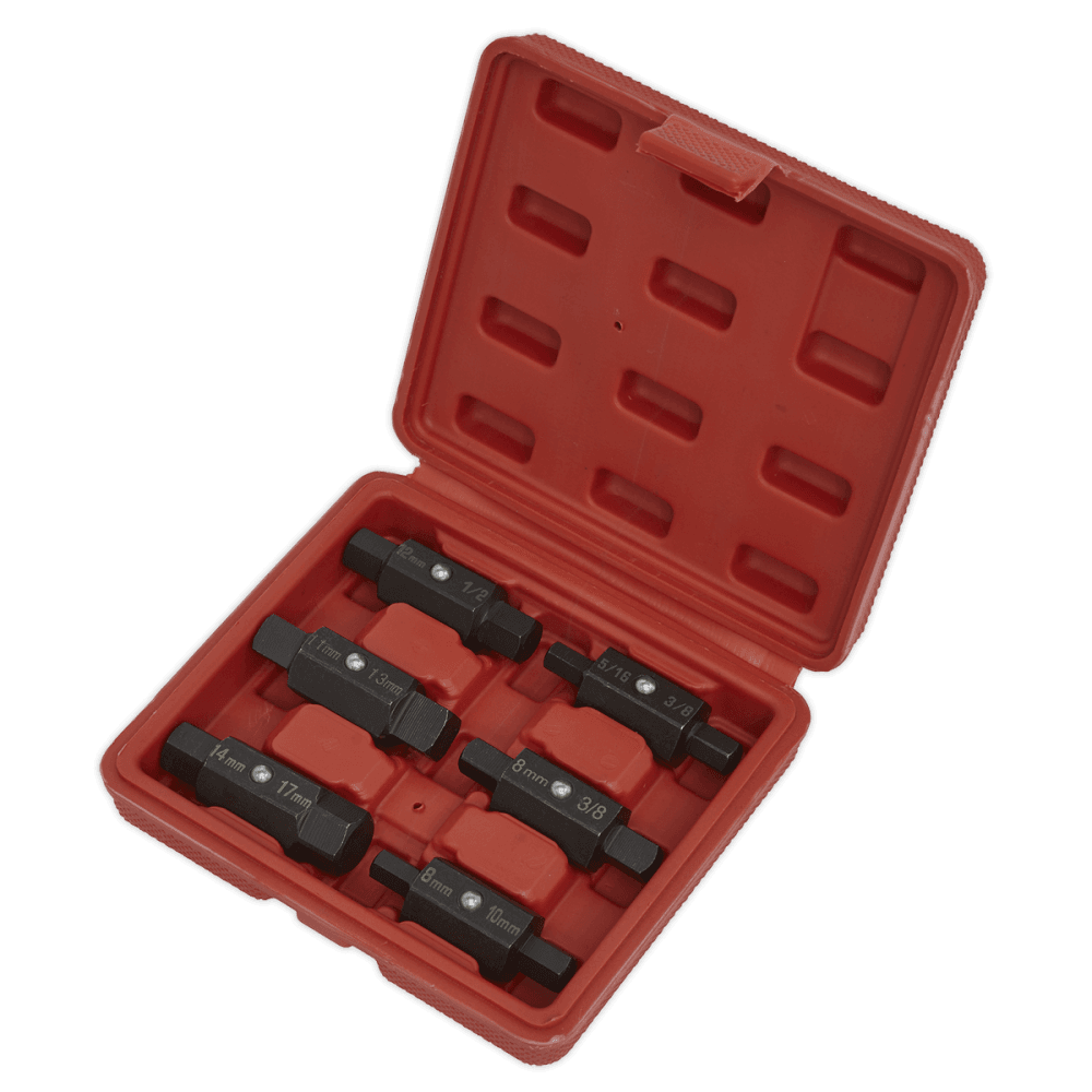 Sealey Oil Drain Plug Key Set 6pc Double End Model No-AK658
