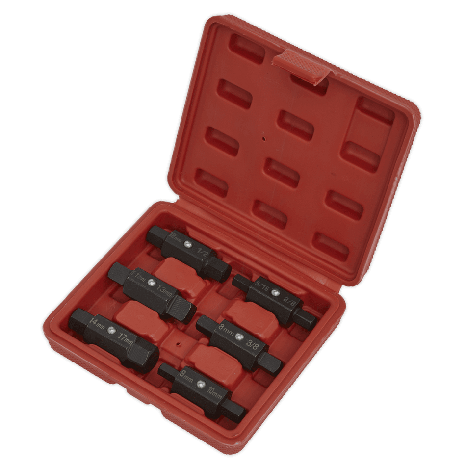Sealey Oil Drain Plug Key Set 6pc Double End Model No-AK658