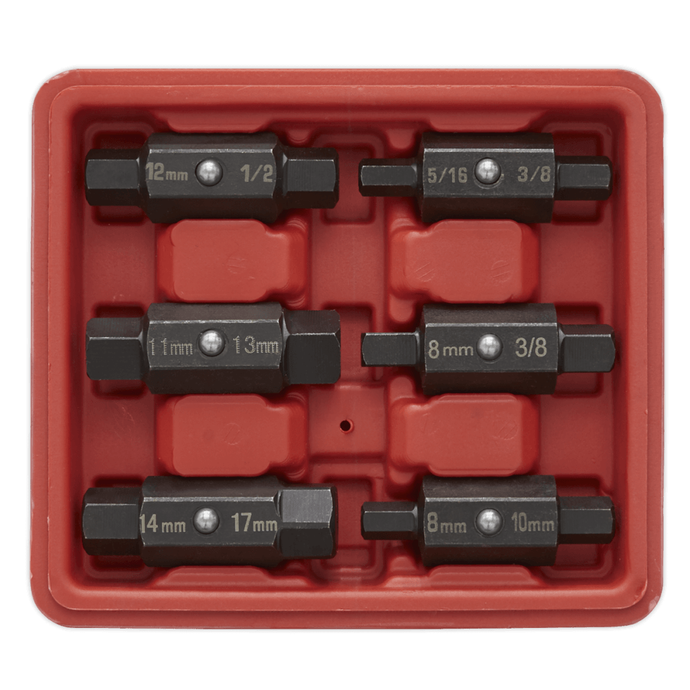 Sealey Oil Drain Plug Key Set 6pc Double End Model No-AK658