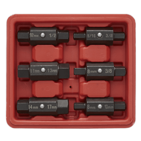 Sealey Oil Drain Plug Key Set 6pc Double End Model No-AK658