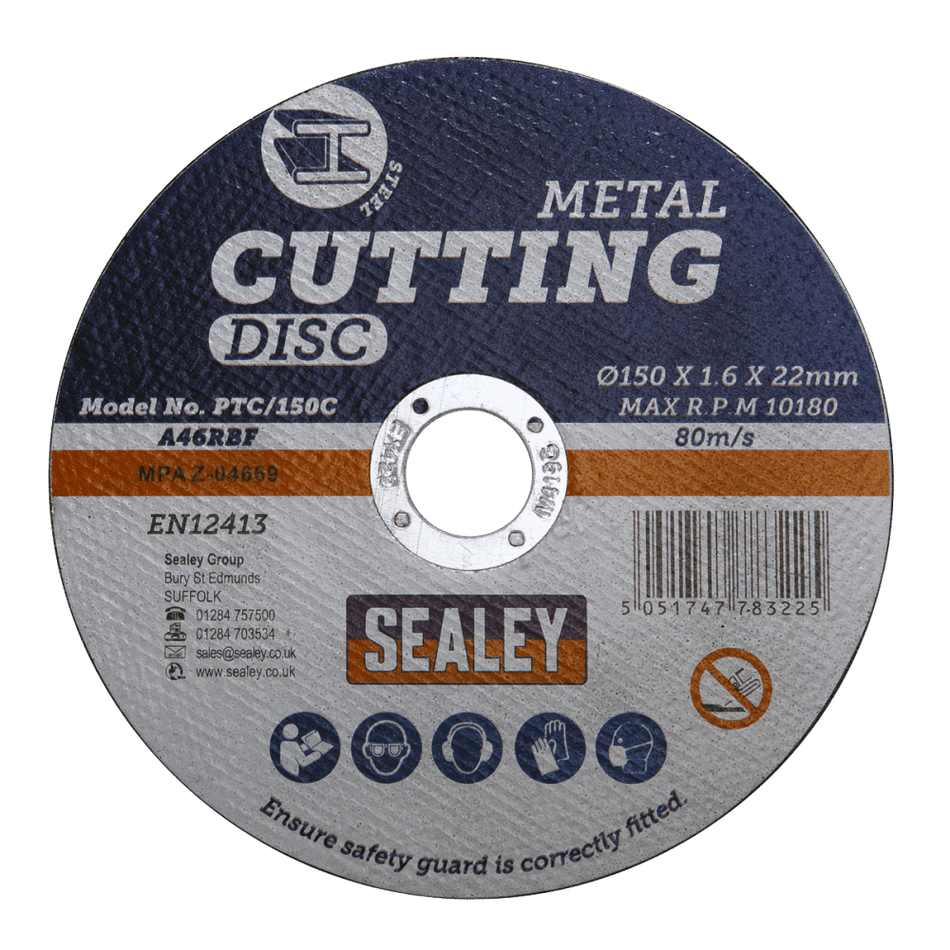 Sealey Cutting Disc 150 x 1.6mm 22mm Bore Model No-PTC/150C