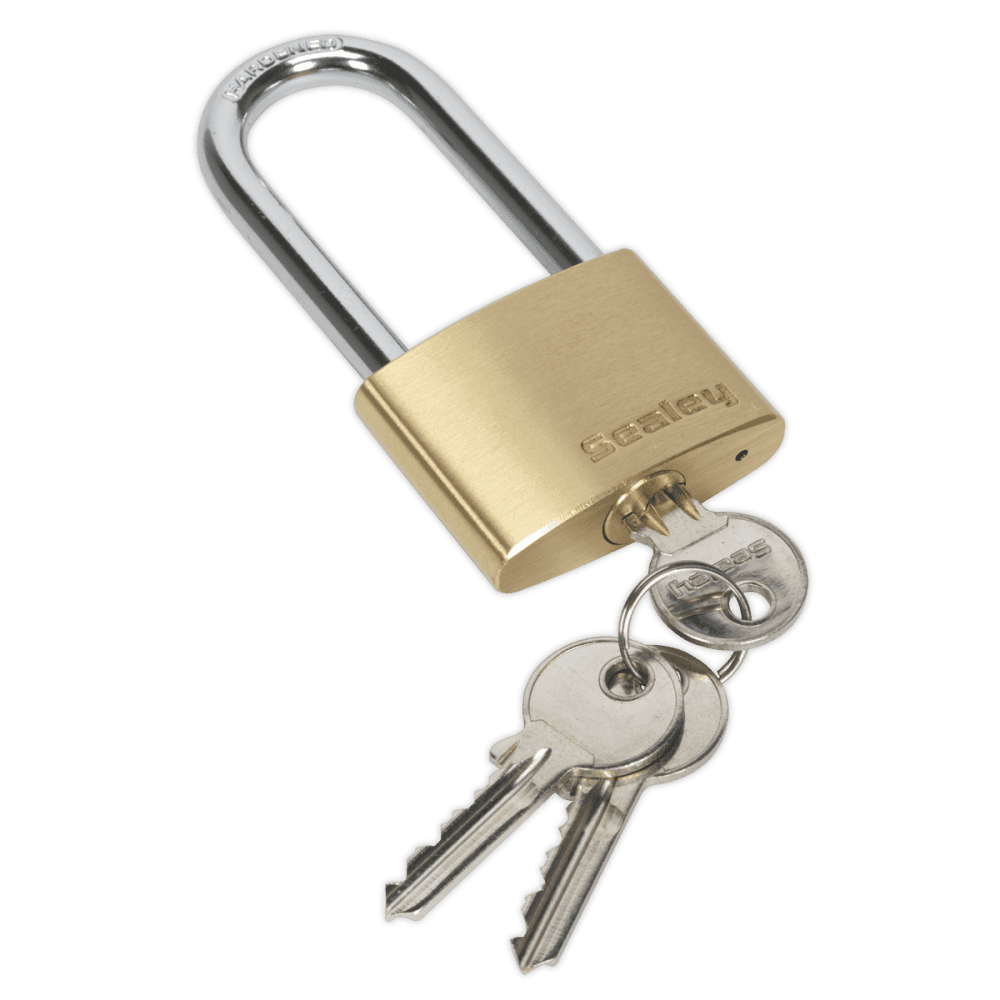 Sealey Brass Body Padlock Long Shackle 50mm Model No-PL102L