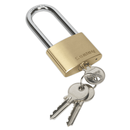 Sealey Brass Body Padlock Long Shackle 50mm Model No-PL102L