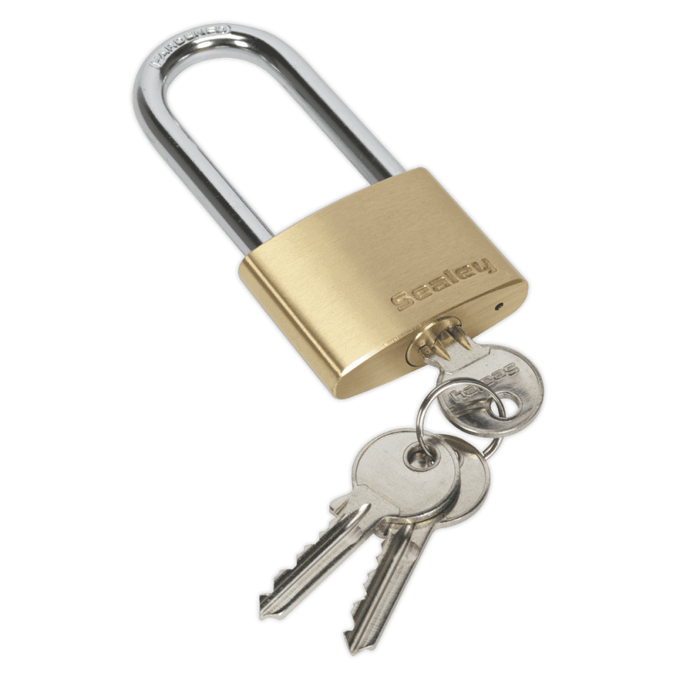 Sealey Brass Body Padlock Long Shackle 50mm Model No-PL102L