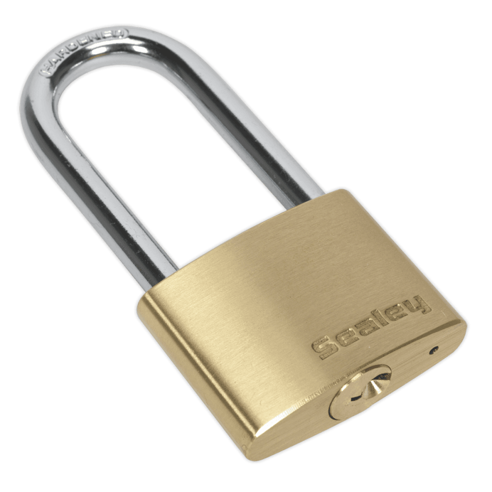 Sealey Brass Body Padlock Long Shackle 50mm Model No-PL102L