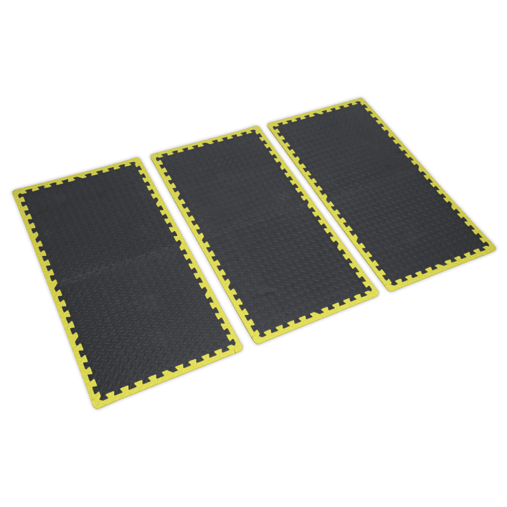 Sealey Interlocking Comfort Workshop Mat Set 1240 x 1825mm with Hi-Vis Edges Model No-MIC1218Y3