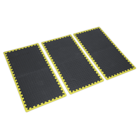 Sealey Interlocking Comfort Workshop Mat Set 1240 x 1825mm with Hi-Vis Edges Model No-MIC1218Y3