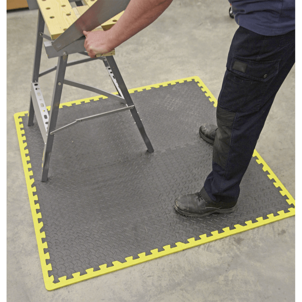 Sealey Interlocking Comfort Workshop Mat Set 1240 x 1825mm with Hi-Vis Edges Model No-MIC1218Y3