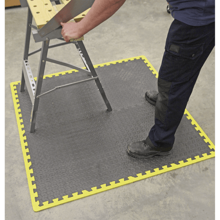 Sealey Interlocking Comfort Workshop Mat Set 1240 x 1825mm with Hi-Vis Edges Model No-MIC1218Y3