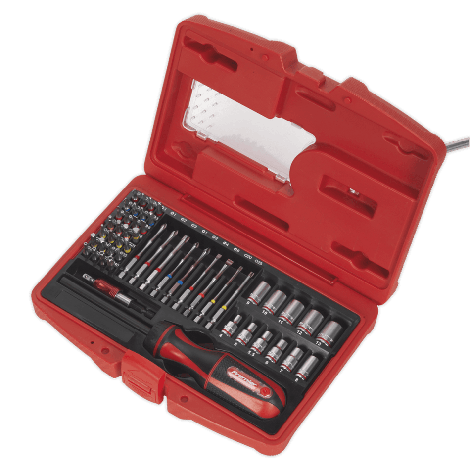 Sealey Fine Tooth Ratchet Screwdriver & Accessory Set 51pc Model No-AK64903