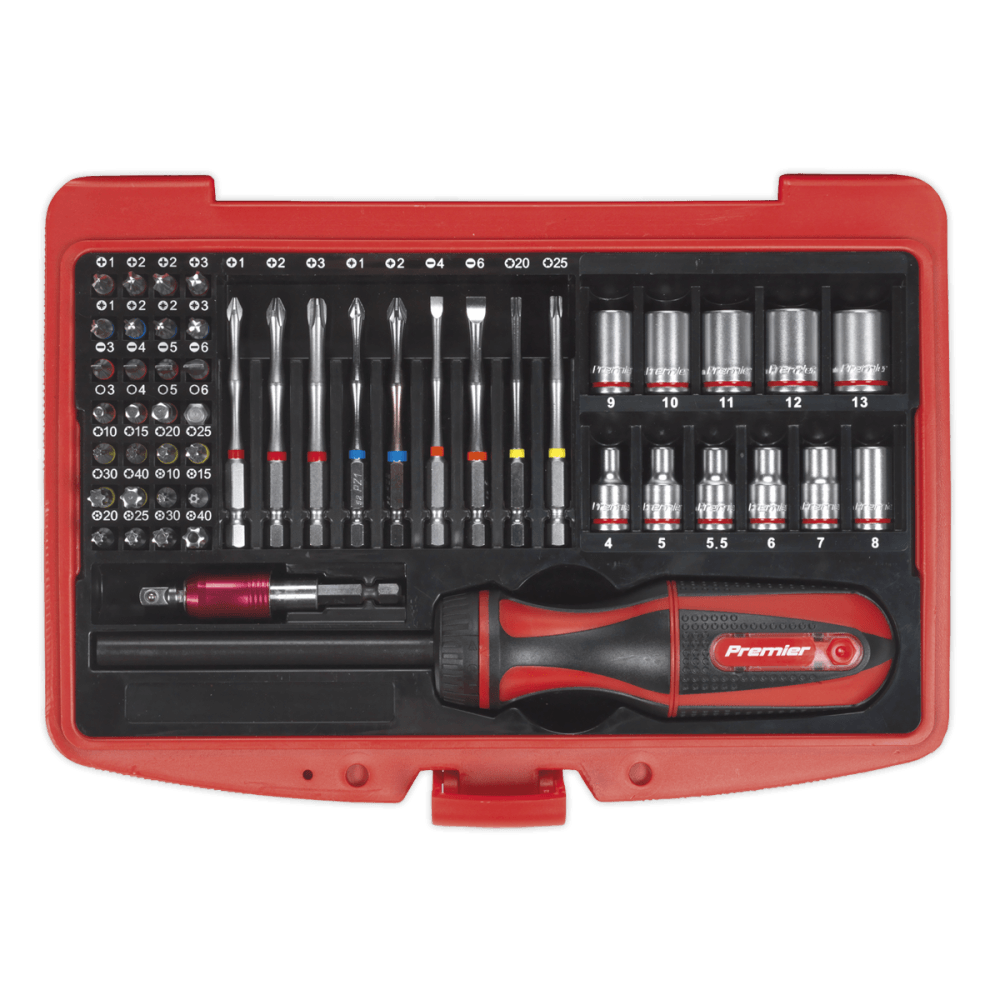 Sealey Fine Tooth Ratchet Screwdriver & Accessory Set 51pc Model No-AK64903