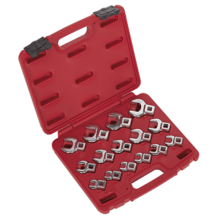 Sealey Crow's Foot Open End Spanner Set 15pc 3/8"Sq Drive Metric Model No-AK59891