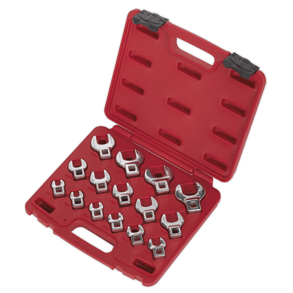 Sealey Crow's Foot Open End Spanner Set 15pc 3/8"Sq Drive Metric Model No-AK59891