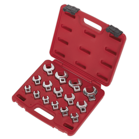 Sealey Crow's Foot Open End Spanner Set 15pc 3/8"Sq Drive Metric Model No-AK59891
