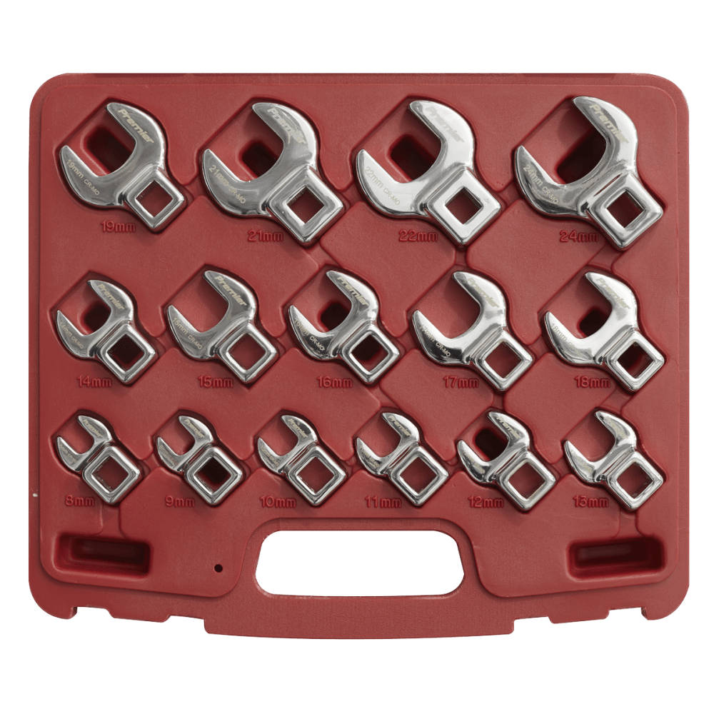 Sealey Crow's Foot Open End Spanner Set 15pc 3/8"Sq Drive Metric Model No-AK59891