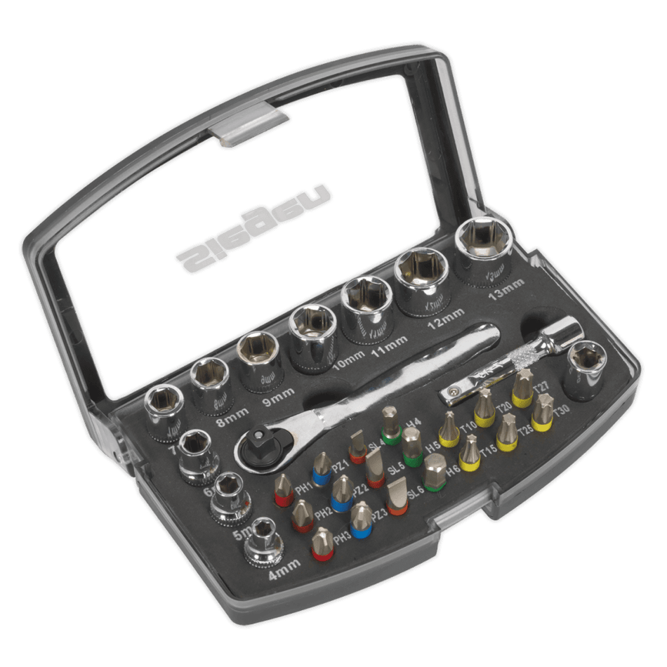 Sealey Socket & Bit Set 31pc 1/4"Sq Drive Model No-S01036