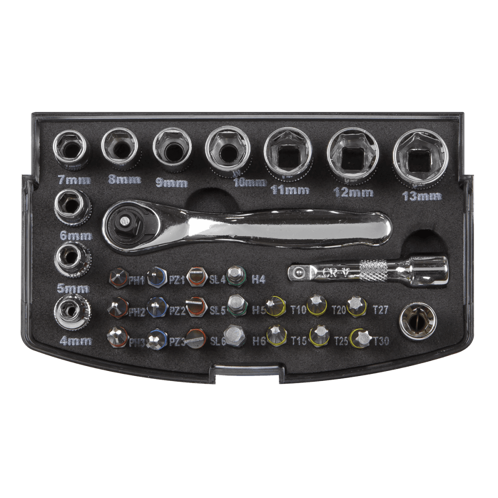 Sealey Socket & Bit Set 31pc 1/4"Sq Drive Model No-S01036