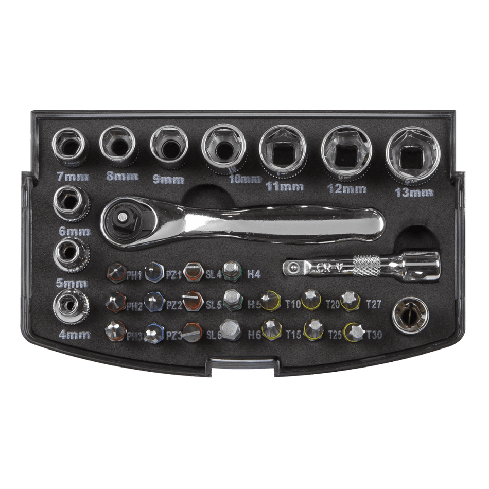 Sealey Socket & Bit Set 31pc 1/4"Sq Drive Model No-S01036