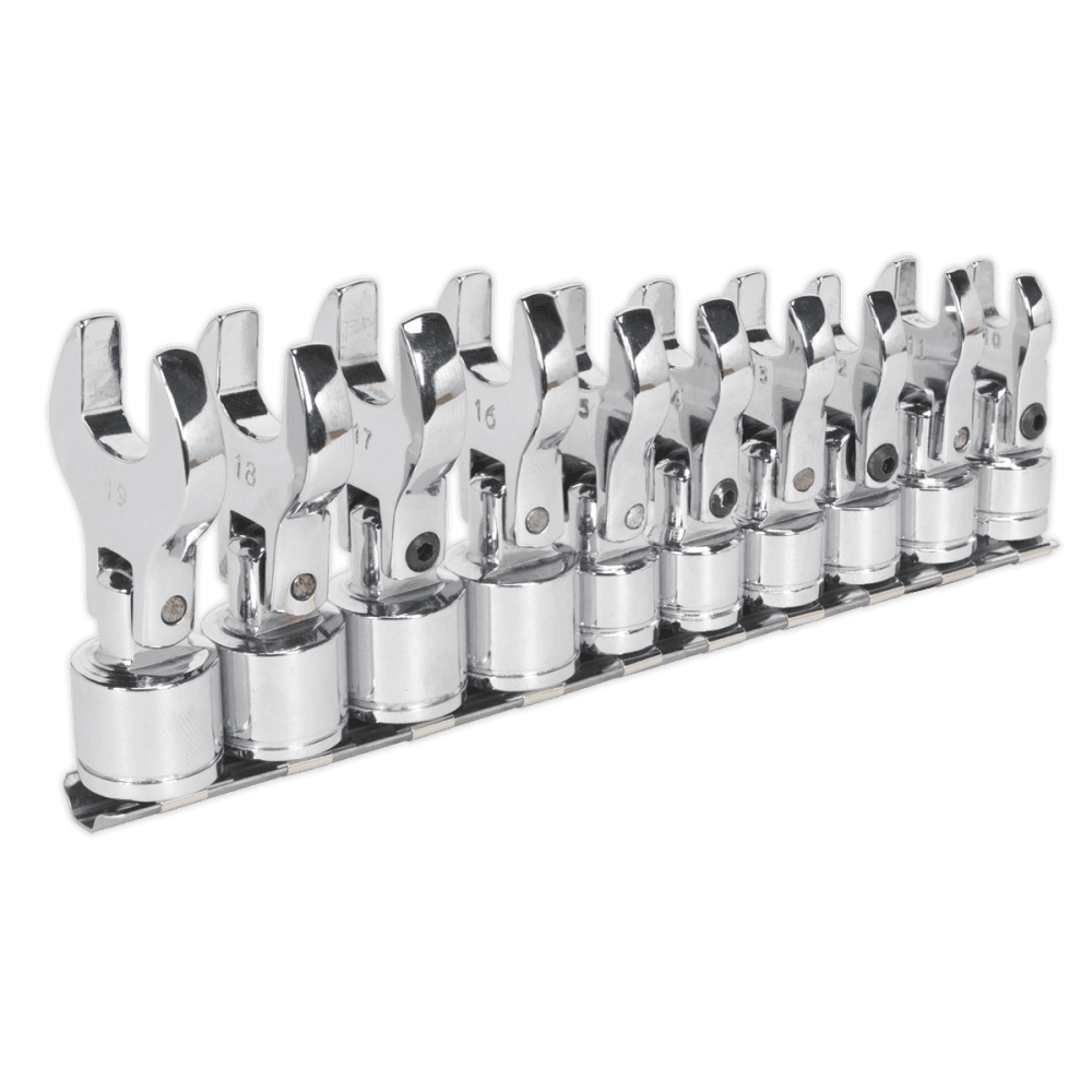 Sealey Flexible Crow's Foot Open End Spanner Set 10pc 3/8"Sq Drive Metric Model No-S01043