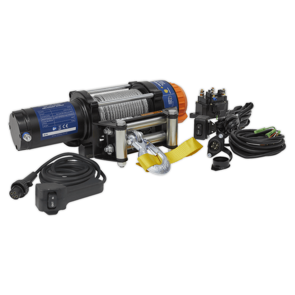 Sealey ATV/Quad Recovery Winch 2040kg Line Pull 12V Model No-ATV2040