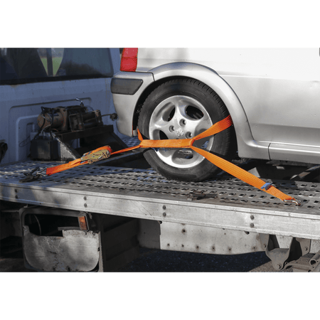Sealey Car Transporter Ratchet Tie Down 50mm x 3mtr Alloy Wheel - Single 5000kg Load Test Model No-TDRWA