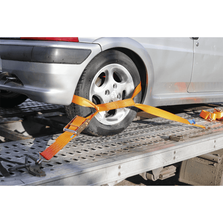 Sealey Car Transporter Ratchet Tie Down 50mm x 3mtr Alloy Wheel - Single 5000kg Load Test Model No-TDRWA