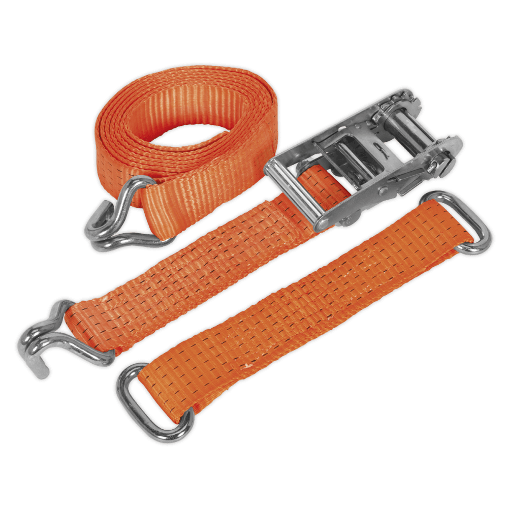 Sealey Car Transporter Ratchet Tie Down 50mm x 3mtr Steel Wheel - Single 4500kg Load Test Model No-TDRWS