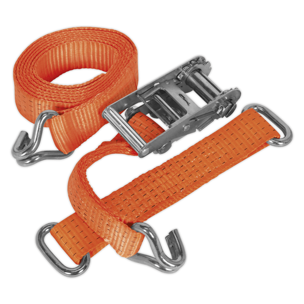 Sealey Car Transporter Ratchet Tie Down 50mm x 3mtr Steel Wheel - Single 4500kg Load Test Model No-TDRWS