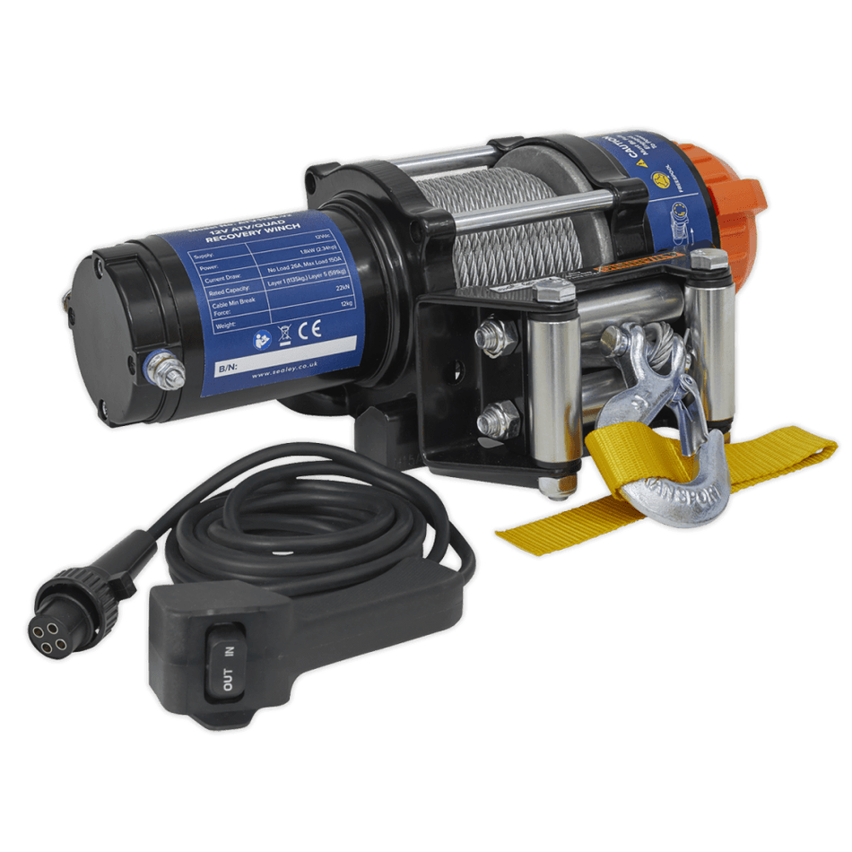 Sealey ATV/Quad Recovery Winch 1135kg Line Pull 12V Model No-ATV1135