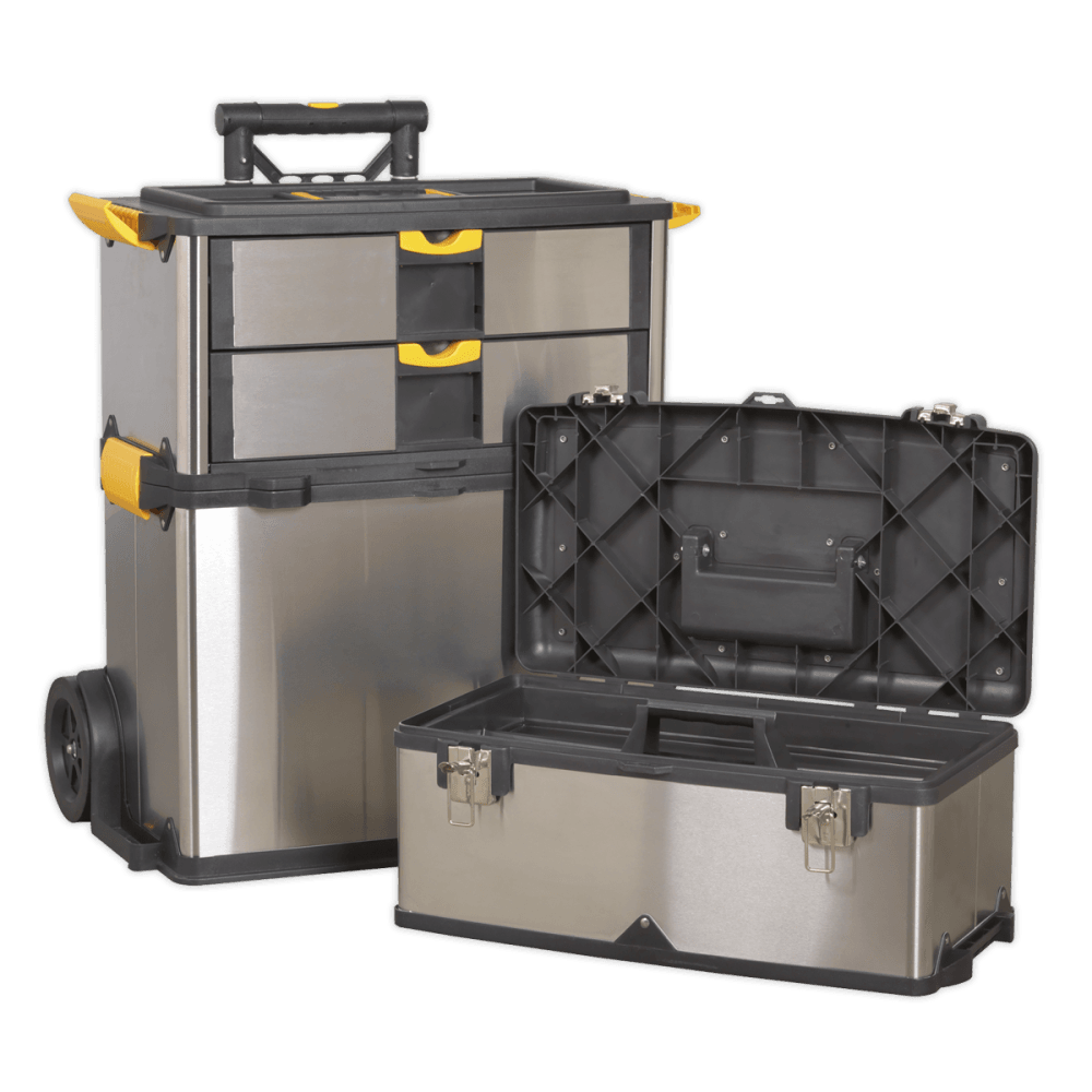 Sealey Mobile Stainless Steel/Composite Tool Box - 3 Compartment Model No-AP855