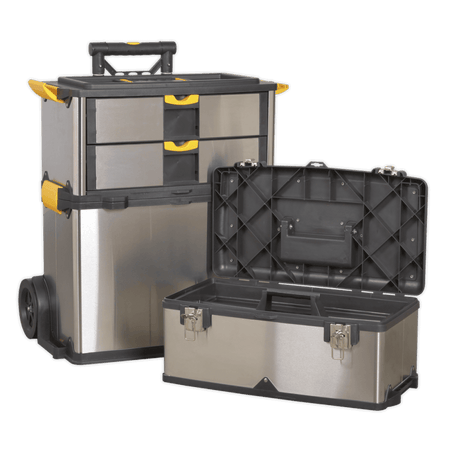 Sealey Mobile Stainless Steel/Composite Tool Box - 3 Compartment Model No-AP855