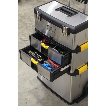Sealey Mobile Stainless Steel/Composite Tool Box - 3 Compartment Model No-AP855