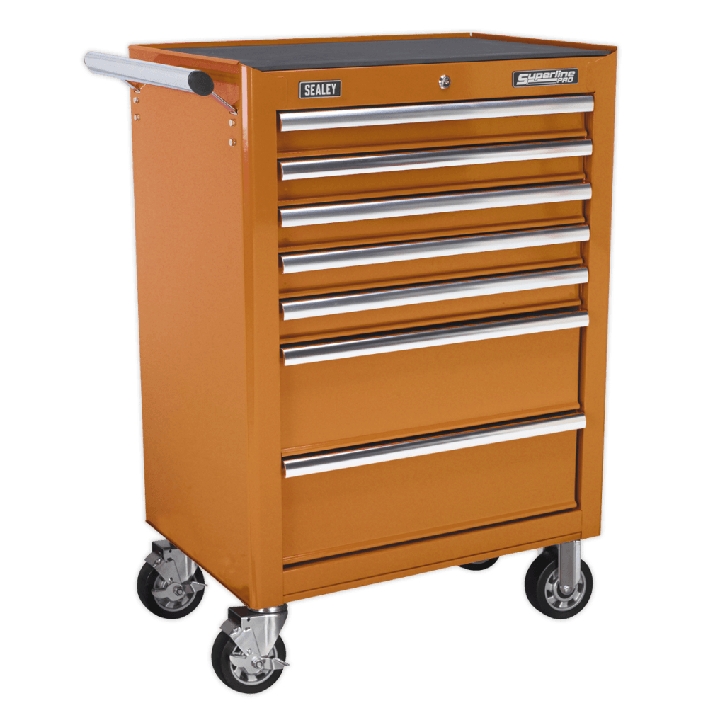 Sealey Rollcab 7 Drawer with Ball Bearing Runners - Orange Model No-AP26479TO