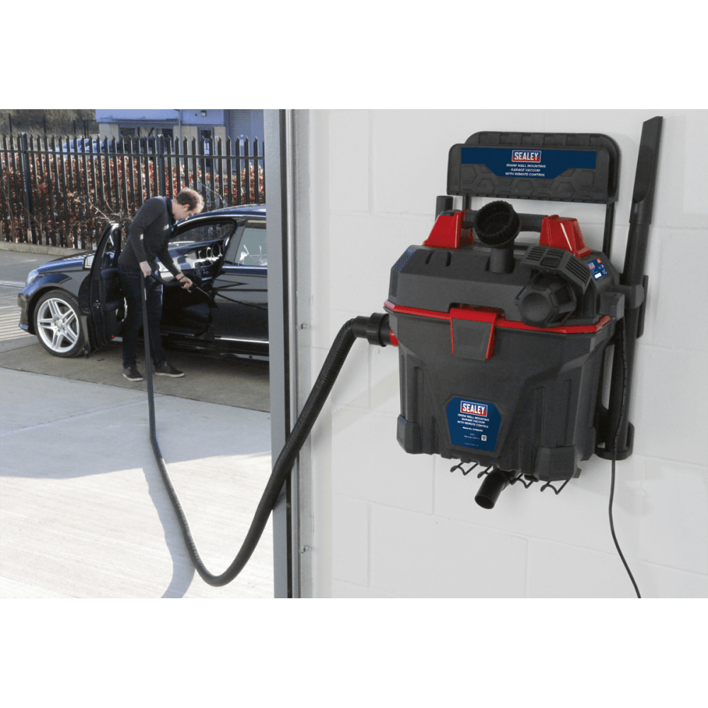 Sealey Garage Vacuum 1500W with Remote Control - Wall Mounting Model No-GV180WM